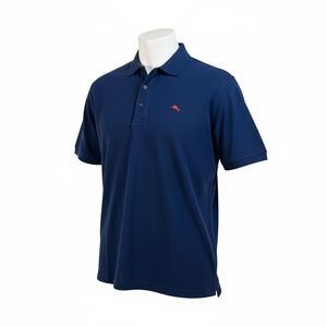 Tommy Bahama Navy Blue Polo with Pink Logo